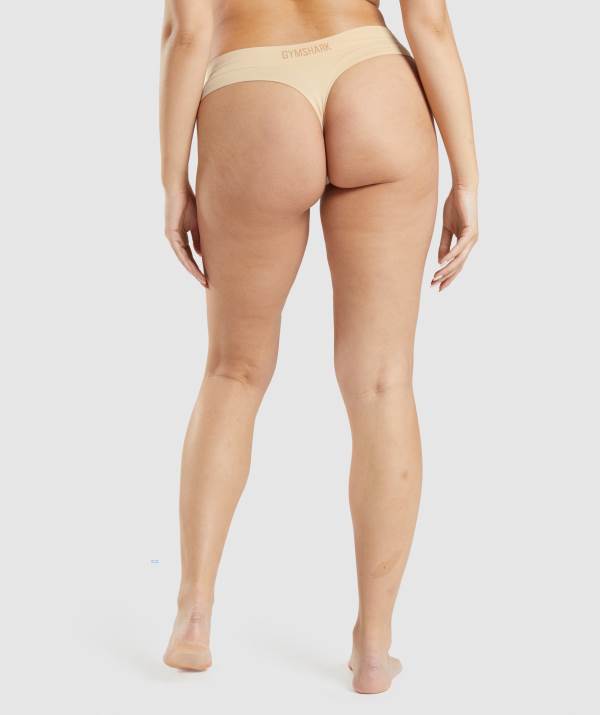 Damske Spodne Pradlo Gymshark Seamless Thong Svetlo Hnede | IO2059738